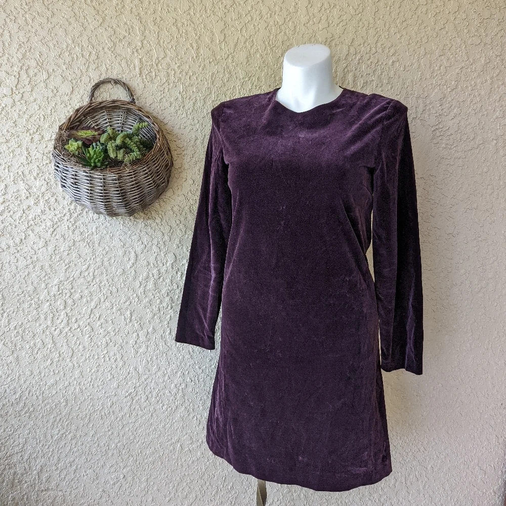 Theory long‎ sleeve velvet purple midi dress